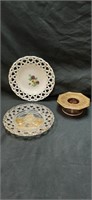 (2) Open Edge Plates, (1) Pedestal  Dish - See Des