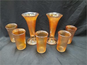 Jeannette Marigold Tree Bark Tumblers / Vases