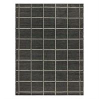 R716  Mainstays Charcoal Checkered Outdoor Rug, 5'