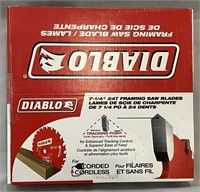 New case of Diablo wood circular saw blades.