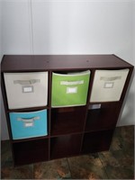 Wooden Organizer Cubby with Fabric Totes