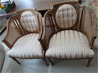 VINTAGE HAND PAINTED SILK UPHOLSTERED CHAIRS