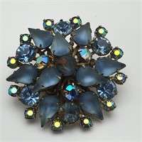 Blue Rhinestone Brooch