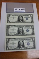 3-1957 Silver Certificate One Dollar Notes