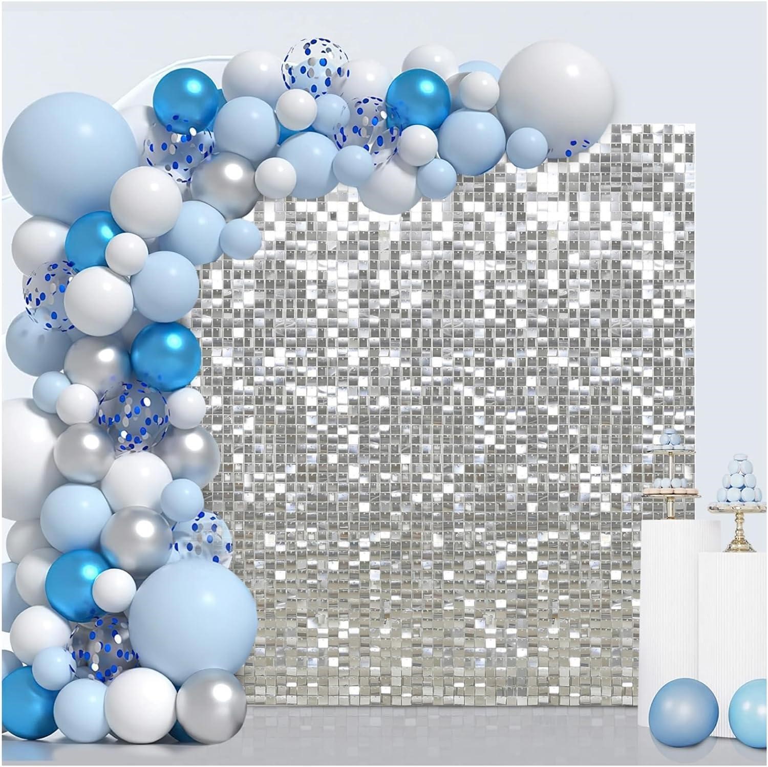 33PCS Silver Sequin Wall Backdrop