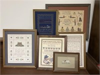 (6) Pieces of Framed Needlework