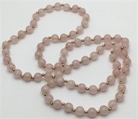 14k Gold & Rose Quartz Beaded Necklace