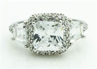 Stunning Cushion Cut White Sapphire Ring