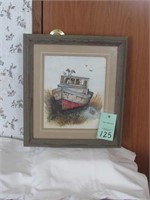 Framed Boat Painting