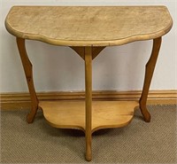 LOVELY BIRDSEYE MAPLE TWO TIER DEMI-LUNE TABLE