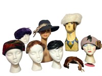 Vintage 1950's -1970's Wool & Feather Women's Hats