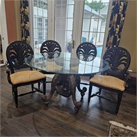 Harris Marcus Home Carved Wood Chairs-Dining Table