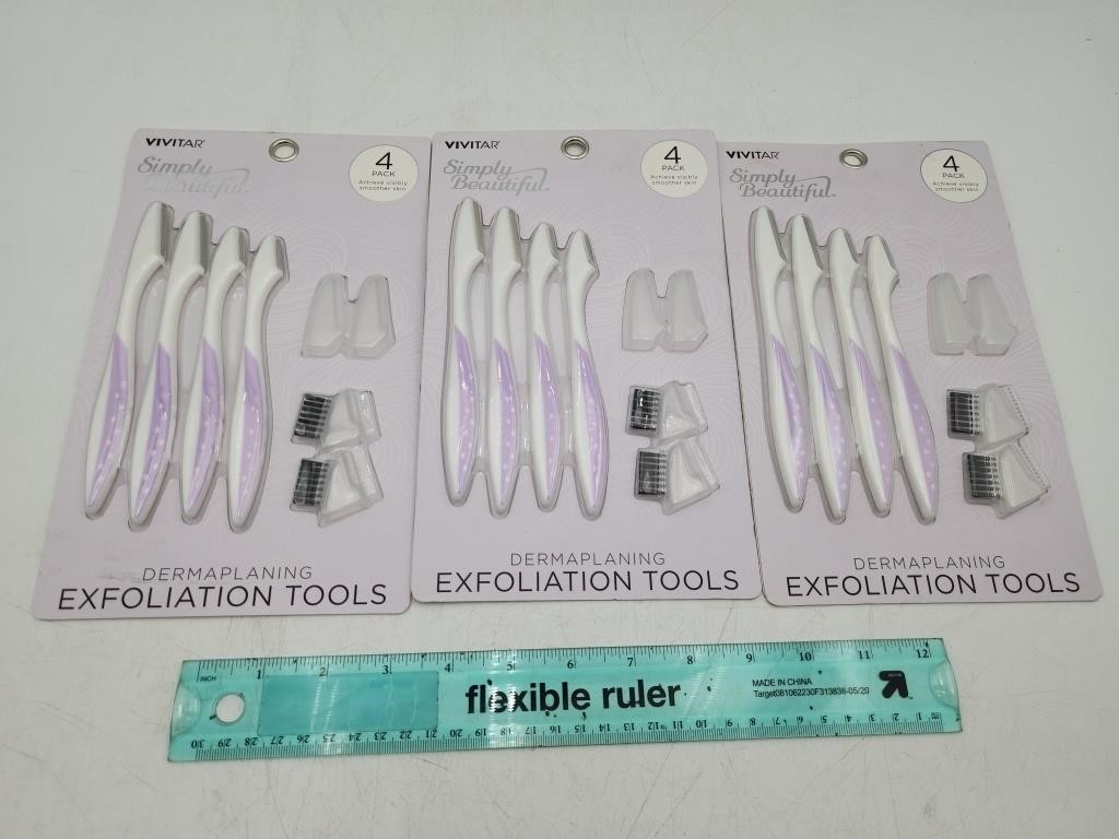 NEW 3 4pk Vivitar Dermaplaning Exfoliation Tools