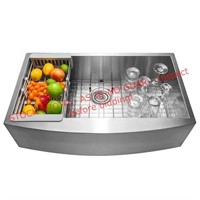 Single Bowl Stainless Steel Kitchen Sink 33x20in