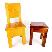 Child's Solid Oak Straight Back Chair
