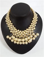Vintage Multi-Strand Chunky Faux Pearl Necklace