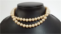 Vintage Faux Pearl 2-Strand Choker