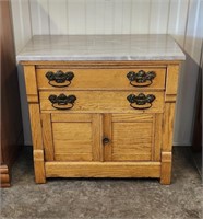 Antique Oak Marble Top Commode