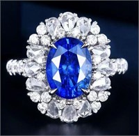 3.4ct Sri Lankan sapphire ring in 18k gold