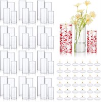 Mifoci 24 Pcs Glass Cylinder Vases (Red)