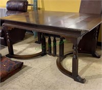 Antique mahogany veneer table with elaborate