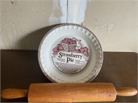 Ceramic Pie Plate Wooden Rolling Pin