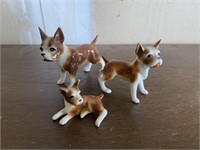 3 Mini Ceramic Dogs Made In Japan