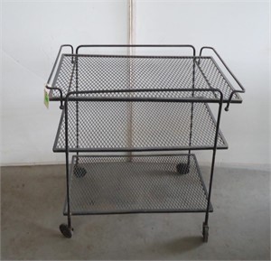 Metal serving cart w/ serving tray 31"x26"x16"
