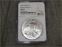2021 American Eagle .999 Silver ozt NGC MS 70