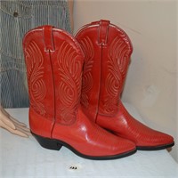 Mens Red Leather Laredo Cowboy Boots size 10