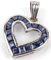Jewelry 10kt White Gold Sapphire Heart Pendant