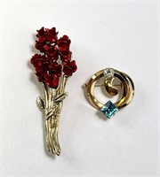 Vintage Floral Bouquet & Circle Brooches