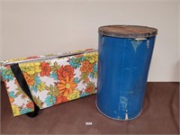 Vintage drum and cushion topped stand