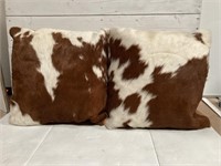2 Large Brazilian Cowhide Accent Pillows