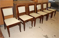 6 Wood Chairs W/ Vinyl Covering