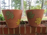 2 Leaf Design Plant Pots 10" T
