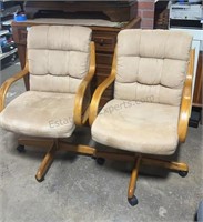 Upholstered Wood Caster Chairs, Swivel & Tilt