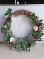 HANDMADE FLORAL HANGING WREATH. 38 INCHES ROUND