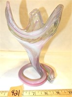 Unique Sooner Pink Art Glass Vase