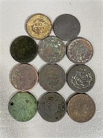 Eleven Miscellaneous One Cent Coins