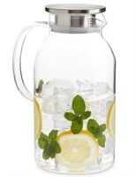 2 Litre Glass Pitcher With Spout & Lids Clear