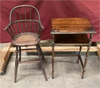 Vintage Wood Highchair and Vintage Table
