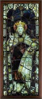 ANTIQUE RELIGIOUS SUBJECT STAINED GLASS WINDOW