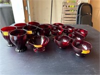 Vintage Ruby Red Glasses, Ruby Red Sherbert