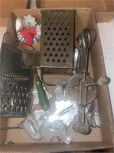Metal kitchen items - cookie cutters, graders,