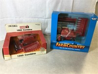 2 IH COMBINES 1660, 2166, NIB, 1/64 SCALE