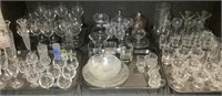 Pressed Glass Stemware, Dessert Dishes & Creamers.