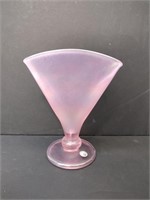 Fenton Pink Iridescent Fan Vase