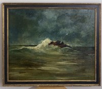 Vintage Oil Painting of Ocean