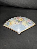 Vintage Fan Trinket Dish w/ Lid